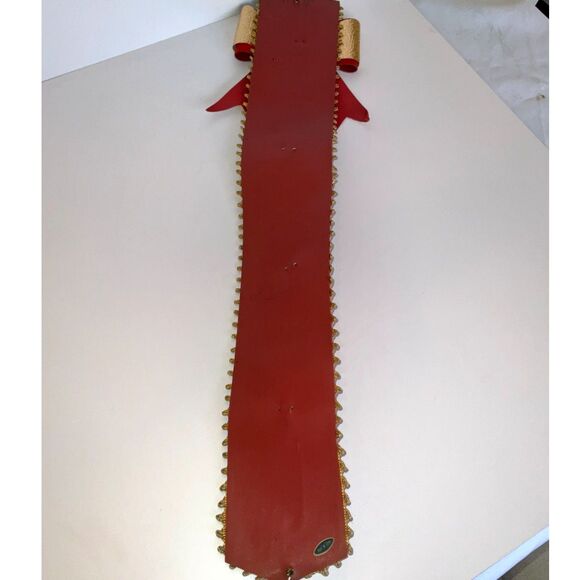 Vintage MCM Christmas wall hanging NOEL red and gold with bells and bow - Picture 5 of 5